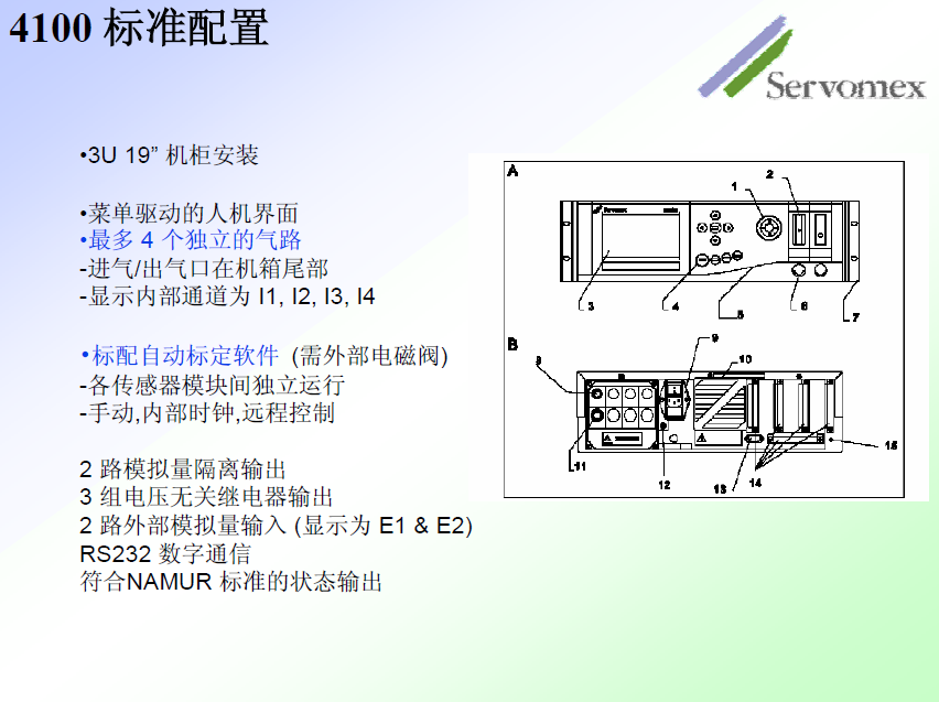 SERVOPRO 4100 气体分析仪标准配置